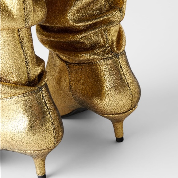 ZARA Metallic Kitten Heel Boot 6.5 7.5 - Picture 2 of 8